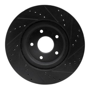 Nissan X-Trail Brake Rotor (1) - Front Left - R1 Concepts - Drilled & Slotted - Black - `14-`19
